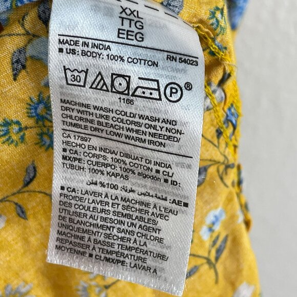 Old Navy Womens Plus XXL Classic Shirt Yellow Floral Button Up Long Sleeve Top - Picture 4 of 9